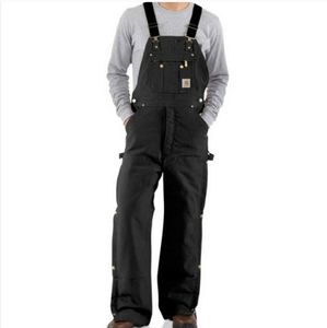 Carhartt red quilt lined black overalls